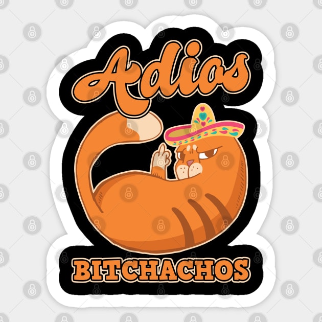 Adios Bitchachos Funny Cat Sticker by Peco-Designs